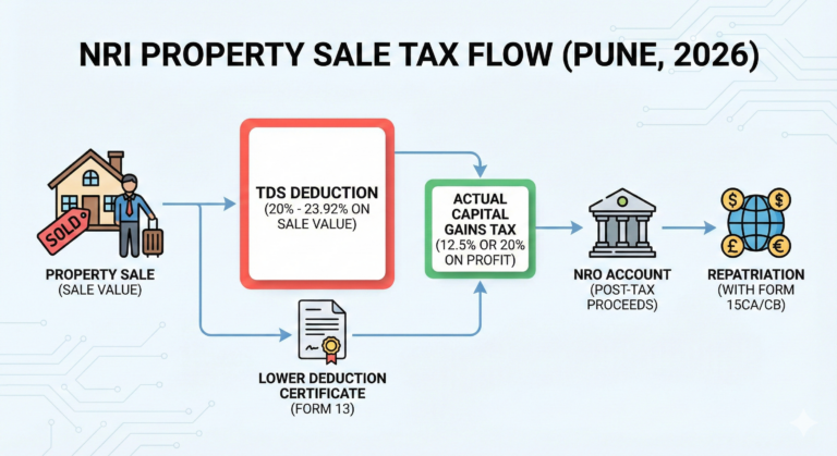 Taxes for NRIs Selling Property in Pune: A 2026 Guide to TDS, Capital Gains & Repatriation